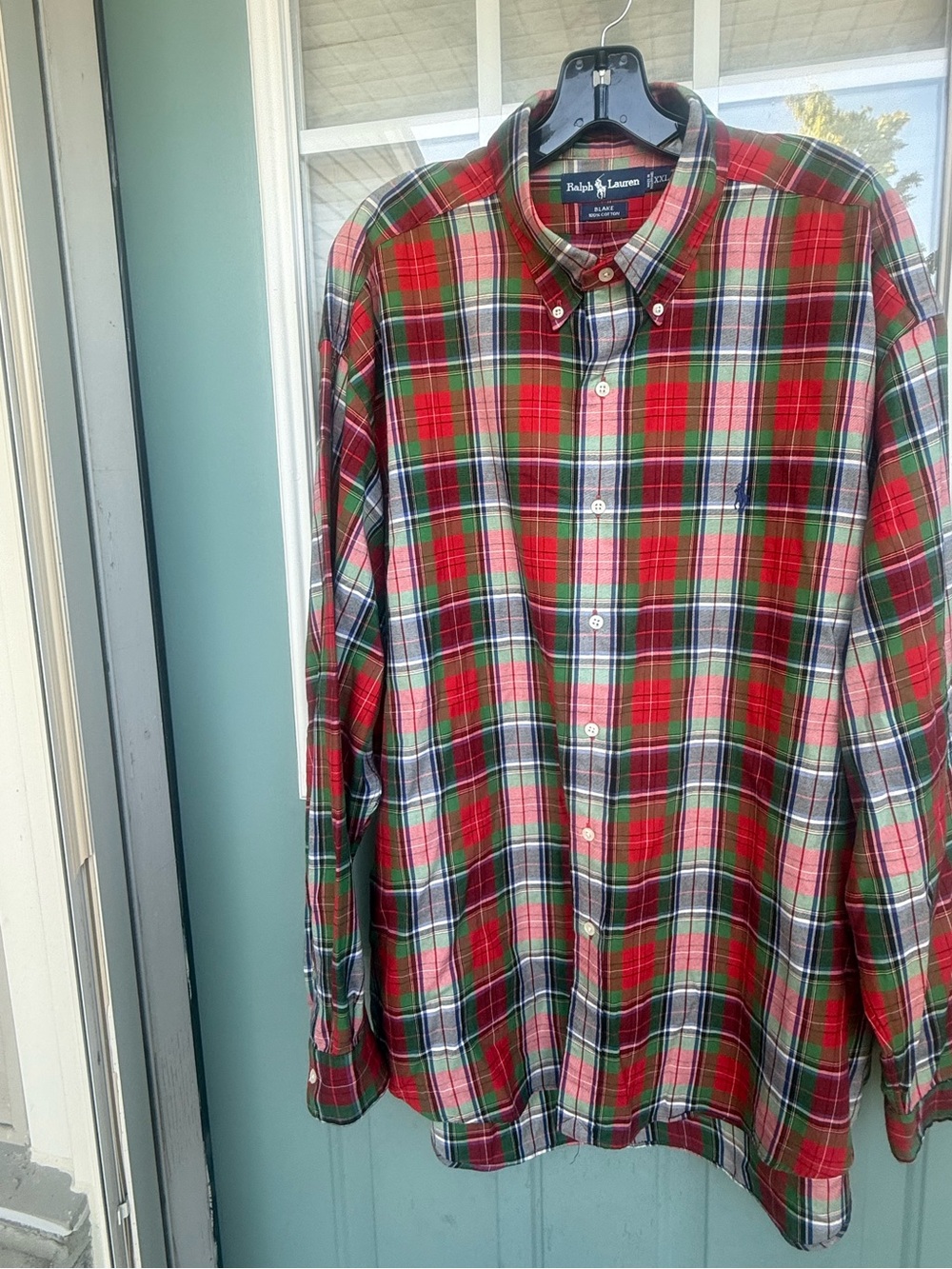 Ralph Lauren Blake Men’s XXXL Red Green Plaid Button Down Shirt XMAS Holiday